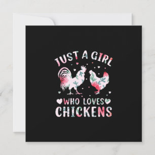 Tarjeta Festiva Chica del Arte de Pollo que Ama a los Pollos