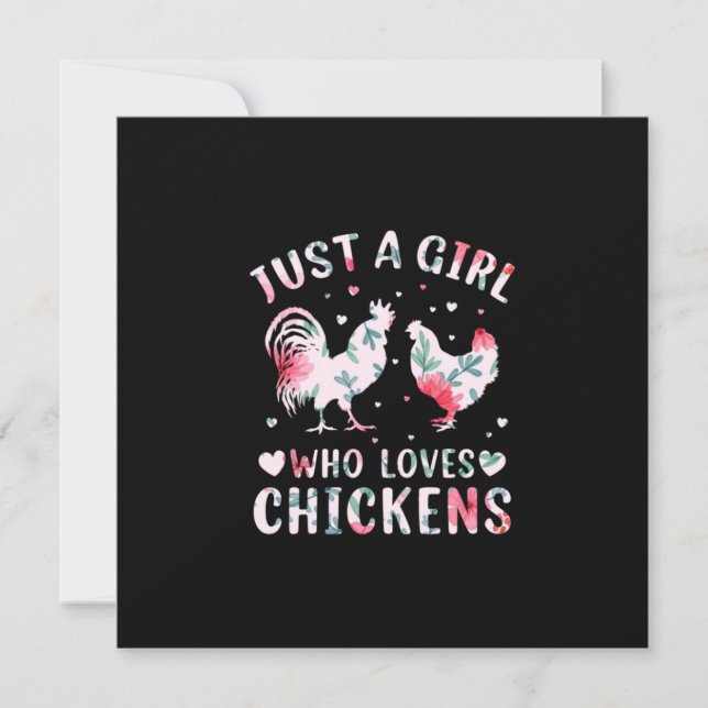 Tarjeta Festiva Chica del Arte de Pollo que Ama a los Pollos (Anverso)