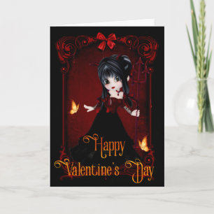 Tarjeta Festiva Chica del diablo gótico Feliz Día de San Valentín