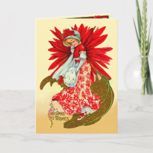 Tarjeta Festiva Chica del Poinsettia