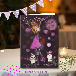 Tarjeta Festiva Chica Disco Funky Cumpleaños "Egg-straordinario" 