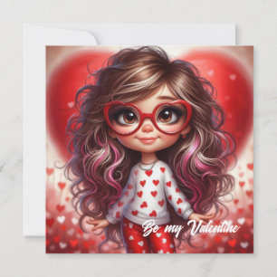 Tarjeta Festiva Chica elegante del día de San Valentín con amor de