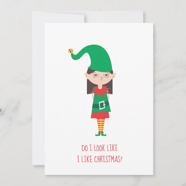 Tarjeta Festiva Chica Elf de Navidades divertidos (Anverso)