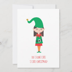 Tarjeta Festiva Chica Elf de Navidades divertidos