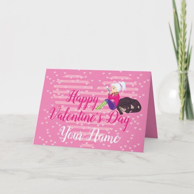 Tarjeta Festiva Chica enamorada  (Anverso)