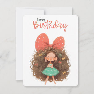 Tarjeta Festiva Chica Feliz Cumpleaños Cute