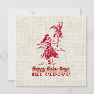 Tarjeta Festiva Chica hula hawaiana de vacaciones Tradewinds