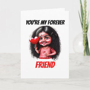 Tarjeta Festiva Chica indio lindo, mi amigo eterno se aburre de bf