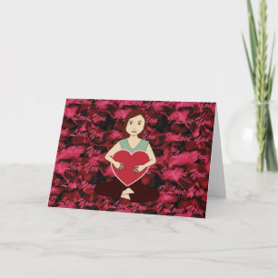 Tarjeta Festiva Chica lindo de la yoga que lleva a cabo el corazón
