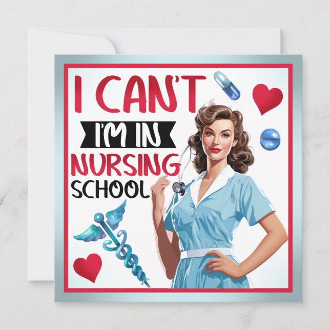 Tarjeta Festiva Chica Monísima y Nostálgica de Enfermería en la Es (Anverso)