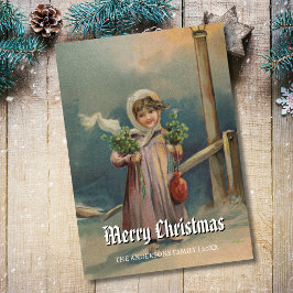 Tarjeta Festiva Chica nostálgico de época por Lantern Scene