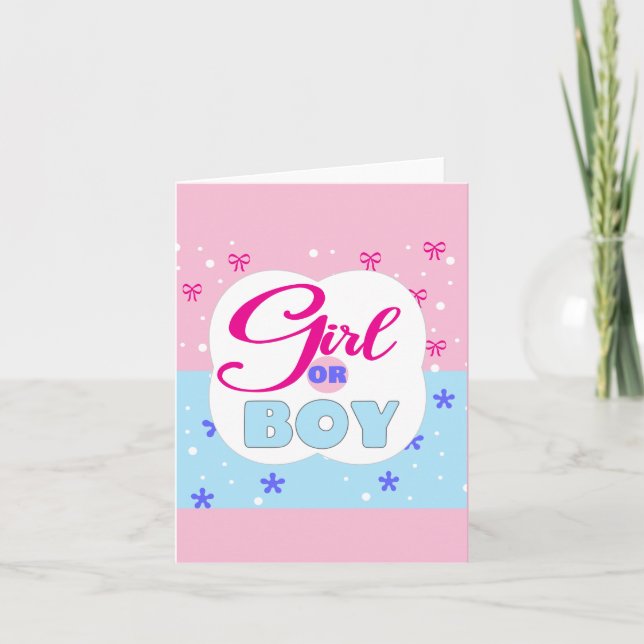 Tarjeta Festiva Chica o niño de revelación de género (Anverso)