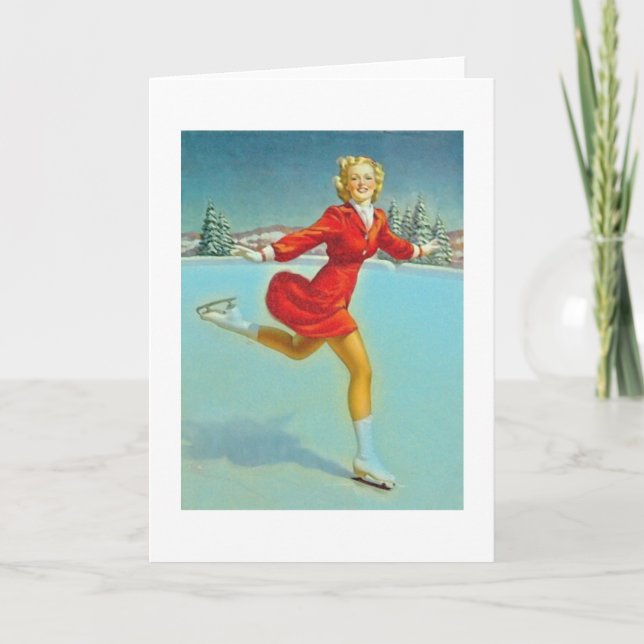 Tarjeta Festiva chica patinador (Anverso)