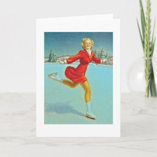 Tarjeta Festiva chica patinador