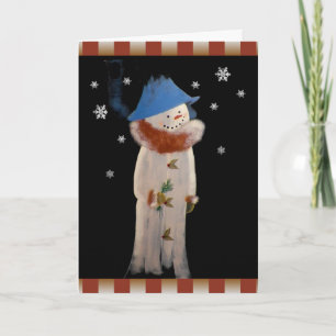 Tarjeta Festiva Chica primitivo de Navidades curos Snowman