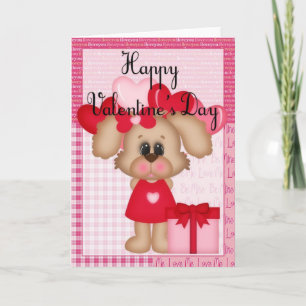 Tarjeta Festiva Chica Puppy Love Happy Valentine Greeting Card 2