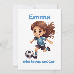 Tarjeta Festiva Chica que ama el fútbol con tu nombre