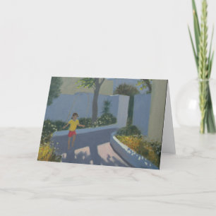 Tarjeta Festiva Chica que salta Santorini 2002