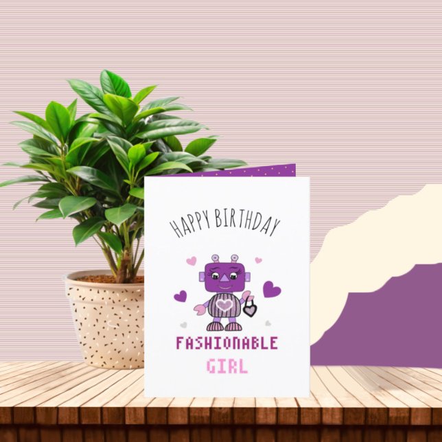 Tarjeta Festiva Chica robot de moda (Subido por el creador)