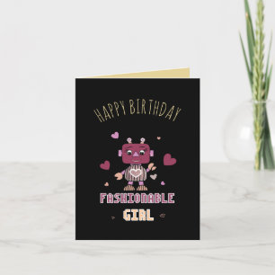 Tarjeta Festiva Chica robot de moda