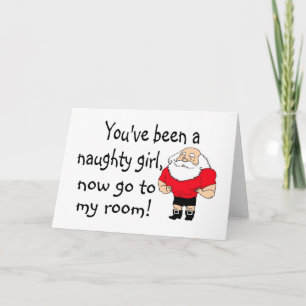 Tarjeta Festiva Chica travieso va a la sala de Papá Noel