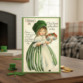 Tarjeta Festiva Chica Victoriana Vintage Día de San Patricio Perso