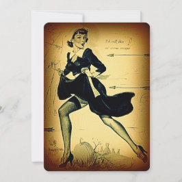 Tarjeta Festiva Chica Vintage del peregrino del portero del día de