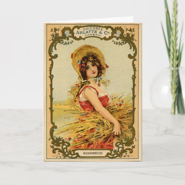 Tarjeta Festiva Chica Vintage Harvest (Anverso)