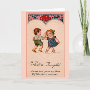 Tarjeta Festiva Chica Vintage Y Baile De Niños