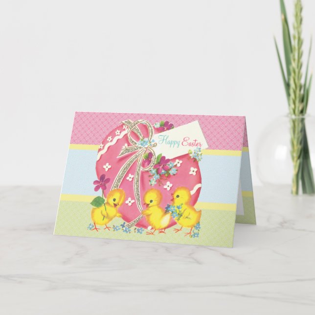 Tarjeta Festiva Chicas antiguas y mensaje de Personalizado de huev (Anverso)