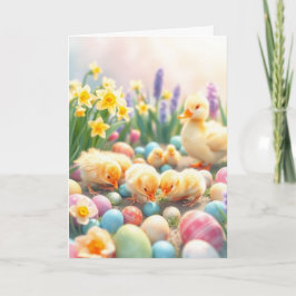 Tarjeta Festiva Chicas de Pascua y Duckling