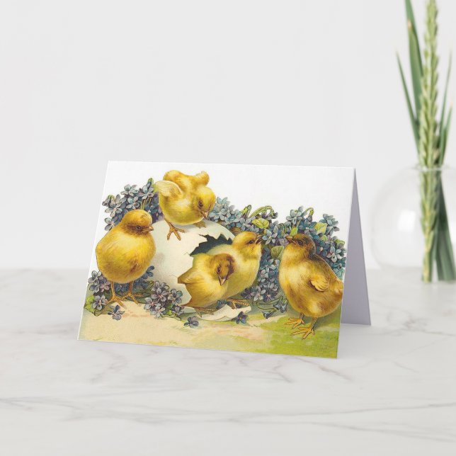 Tarjeta Festiva Chicas de Pascua y no me olvidan (Anverso)