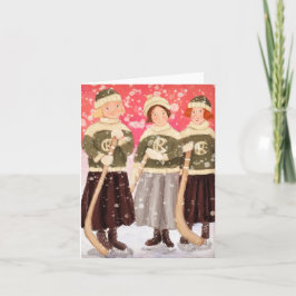 Tarjeta Festiva Chicas de Prairie en invierno 3