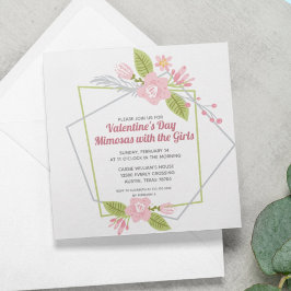 Tarjeta Festiva Chicas Día de San Valentín Galentines Fiesta Flora