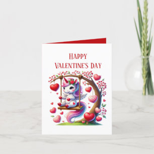 Tarjeta Festiva Chicas lindas de San Valentín unicornio agregar me