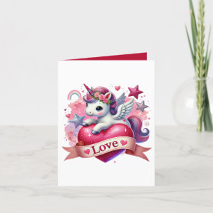 Tarjeta Festiva Chicas lindas de San Valentín unicornio agregar me