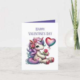 Tarjeta Festiva Chicas lindas de San Valentín unicornio agregar me