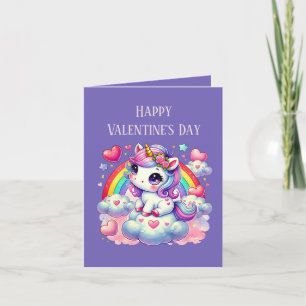 Tarjeta Festiva Chicas lindas unicornio Feliz día de San Valentín 