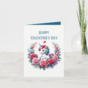 Tarjeta Festiva Chicas lindas unicornio Feliz día de San Valentín