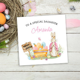 Tarjeta Festiva Chicas Peter Rabbit feliz hija de Pascua