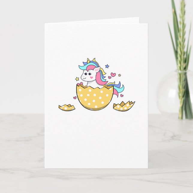 Tarjeta Festiva Chicas unicornios de la Pascua Infantil (Anverso)