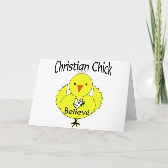 Tarjeta Festiva Chick cristiano (Anverso)