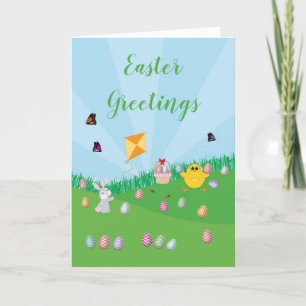 Tarjeta Festiva Chick de conejita de caza personalizada de huevos 