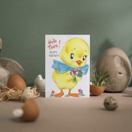 Tarjeta Festiva Chick retro vintage de Pascua