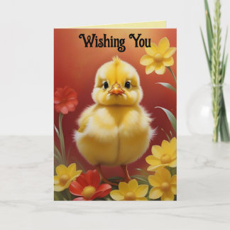Tarjeta Festiva Chick With Flowers Easter Card
