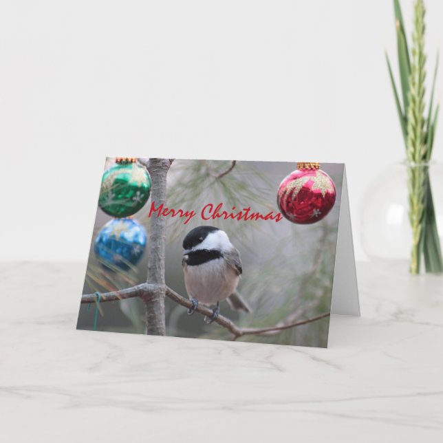 Tarjeta Festiva Chickadee (Anverso)