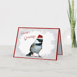 Tarjeta Festiva Chickadee del día de fiesta