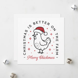 Tarjeta Festiva Chicken Merry Christmas country citas graciosas