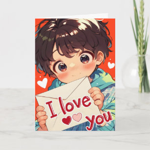 Tarjeta Festiva Chico Anime Amor Kawaii