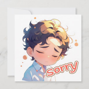Tarjeta Festiva Chico Anime Chibi Triste Lo siento
